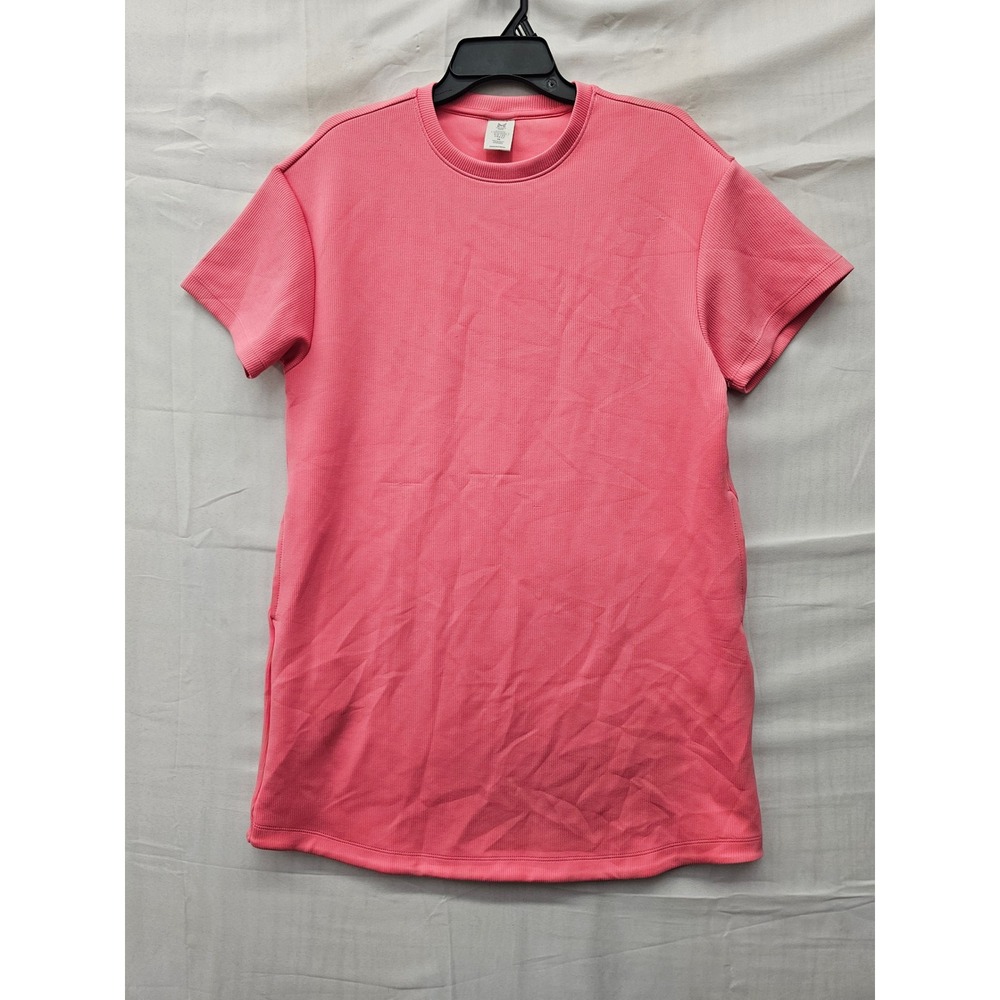 Member's Mark Womens Sandwash Rib Tee Dress Pink Poly Blend Casual Size Medium